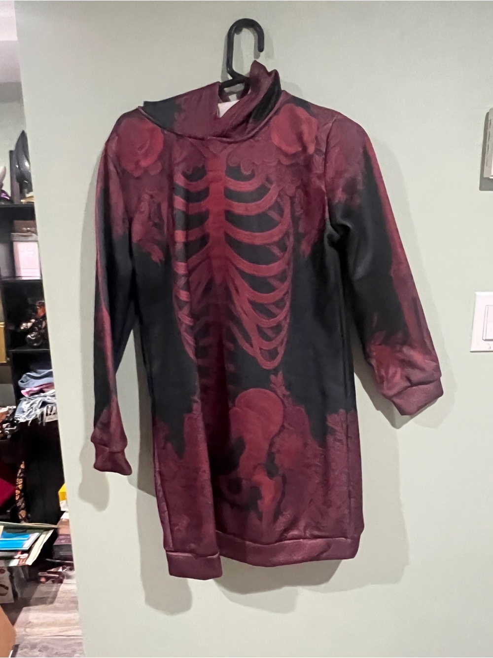 Women's Red and Black Skeleton Graphic Hoodie
